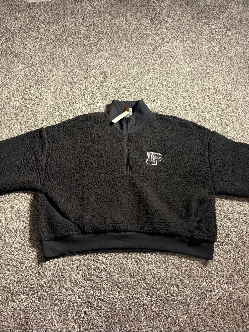 PINK Victoria's Secret Black Sherpa Half-Zip Pullover